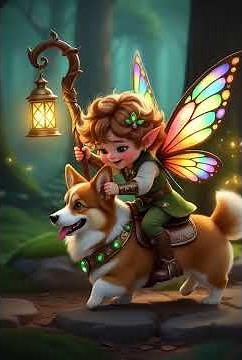 Magical Gnome Fairy Child Riding a Corgi Knight #GnomeFairy #FantasyWorld #MagicalMoments #aivideo