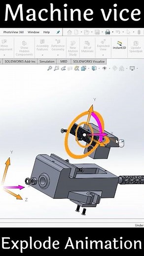 #recap Explode animation of Machine Vice assembly in Solidworks?#solidworks #subscribe #shorts