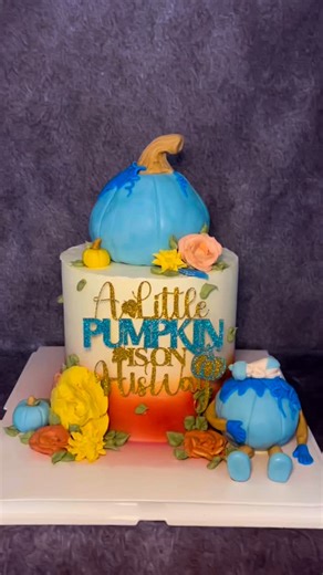 A sweet little pumpkin is on the way 💙🎃 I made this baby shower cake to celebrate the sweetest fall theme — a big blue pumpkin, tiny baby topper, soft flowers, and the message “A little pumpkin is on the way.” Such a cozy design for this season — and it’s even more special to share it today, on Halloween day! 👻🍼🍂 Baked with love, care, and all the autumn warmth 💛 #babypumpkincake #pumpkinbabyshower #littlepumpkinisontheway #fallbabyshower #pumpkincake #halloweencake #fallcakes #bostonbaker