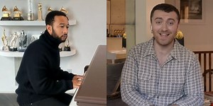 John Legend & Sam Smith Sing a Duet at Home with Their Oscars in the Background!