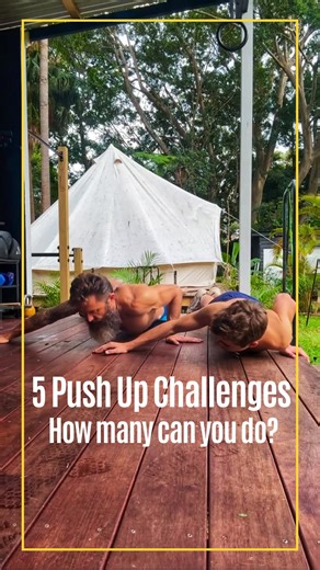 Push-ups are the ultimate bodyweight strength builder 💪 THere are 5 push-up challenges to test yourself (and your family 😜) 🔥 One-Arm Push-Up – unmatched core & unilateral strength. 🏹 Archer Push-Up – builds chest & tricep power while prepping you for single-arm push-ups. 🦎 Lizard/Spiderman Push-Up – adds hip mobility oblique activation. ✚ T Push-Up – chest shoulders rotational stability for an all-in-one move. ⛓️ Suspended Deficit Push-Up – deep range of motion = massive chest and shoulder