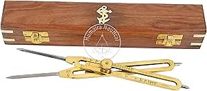 Humaira Nautical Artist Proportional Scale Divider Drawing Tool Professional 9” Long Solid Brass with Heavy Duty Steel Point with with Wooden Box