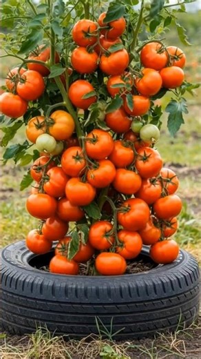 🍅 100+ Tomatoes From One Tire?! 😱🌱 #Shorts
