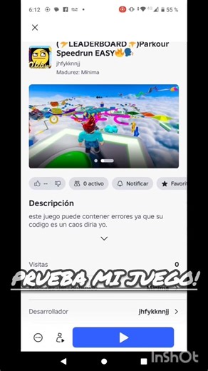 Cree un juego en Roblox. nombre:(⚡LEADERBOARD✨)Parkour Speedrun EASY🔥🗣️. #meme #obbyroblox #roblox