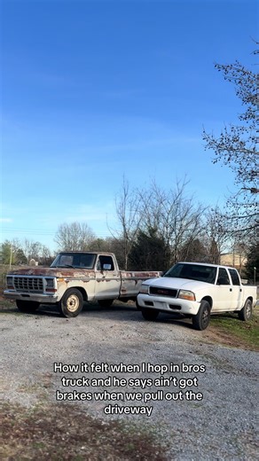 I was scared shitless using that parking brake as a regular brake #shitbox #chevy#ford #nobrakes