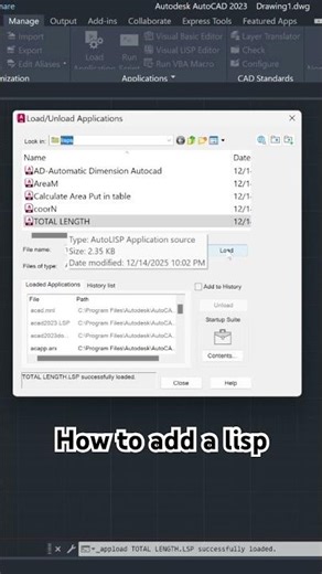طريقة إضافة lisp للأوتوكاد How to load a lisp on AutoCAD #autocad #autocadtutorial #civilengineering