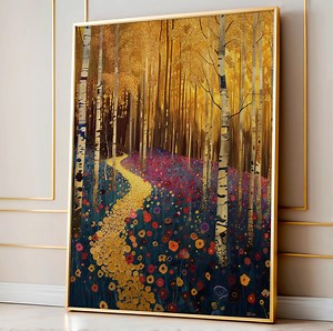 Gustav Klimt Landscape Wall Art, Abstract Poster, Gustav Klimt Painting, Colorful Print, Trendy Wall Art, Forest Wall Art, Living Room Decor - Etsy