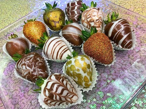 Chocolate covered strawberries/ How to dip & Design! 7 different designs