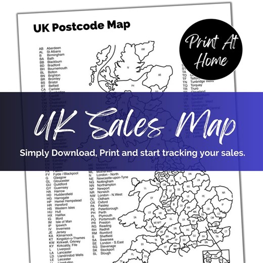 Printable UK Postcode Sales Tracker Map, A4 PDF & PNG. - Etsy Australia