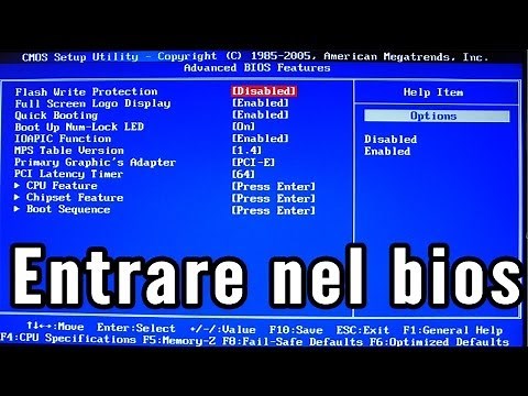 Come entrare nel bios
