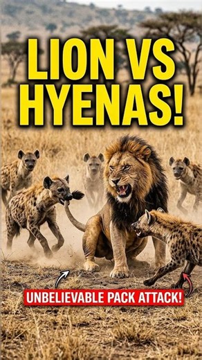 Lion Attacks Hyena – But the Pack Fights Back! 🦁