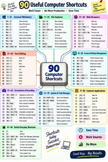 90 Most Useful Computer Shortcuts Keys | #computer #shortcutkeys