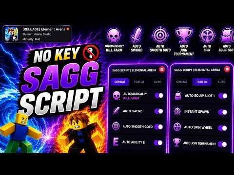 Roblox elemental arena script | auto farm kill | auto sword | SAGG script | no key | more!