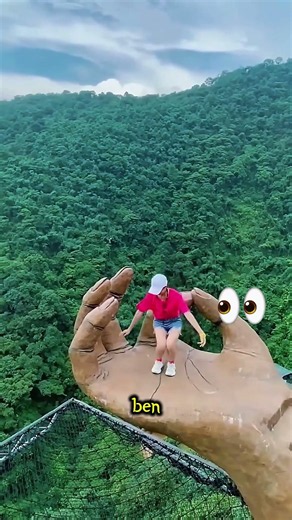 Everyone got scared when she climbed on the giant hand 😱📸🪨