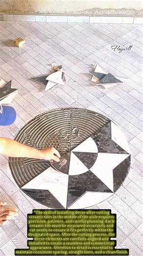 The skill of installing decor after cutting ceramic tiles in the middle of the aisle #art #design