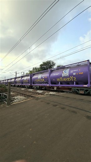 New Concor Tankers freight at Malavli LC #train #indianrailways #concor #wag9