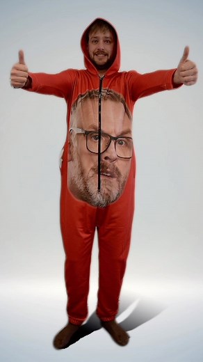 160K views · 4.5K reactions | Greg certainly wasn’t expecting to see his face like this… #taskmaster #onesie | Taskmaster | Facebook
