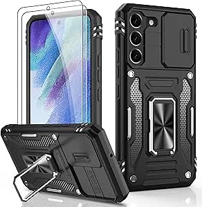 LUMARKE for Galaxy S23 FE Case with Camera Protection and Screen Protector Pass 16ft Drop Test Military Grade Protective Phone Cover with Kickstand Black