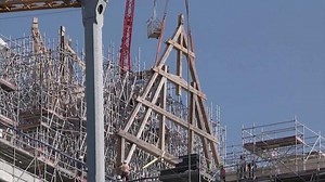 Notre Dame Cathedral receives framework for new roof