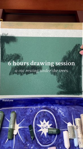 Dessin au Pastel : Une Évasion Sous les Arbres