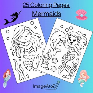 25 Mermaid Coloring Pages - Printable A4 (PDF) - Etsy