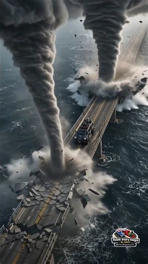 Twin Tornadoes on the Bridge | TIV 2 Storm Chasing Vehicle | TIV2 Video Tornado Interceptor Vehicle