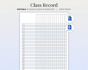 Class Record Template | Printable Class Attendance Sheet | Grade Log | Class Gradebook | Teacher Record Form Word & Google Docs   PDF - Etsy UK