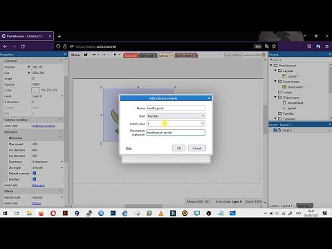 (Part III) Belajar Construct 3 - Menambahkan instance variable ke dalam game