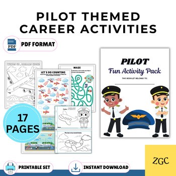Pilot Career Printable for Kids | Airplane Activities & Coloring Pages | Careers