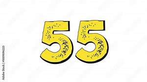 60-Second (1 minute) Retro Pop Font Countdown Timer with Shaking Effect. Yellow on White Bg. Old Comic Book Style with 60s Indie Art Vibe. Numbers are animated in a playful way while counting down