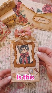 I used a dollar tree tag and printables to make this! Type….KITTY… and I will send you the video ❤️ #junkjournaling #scrapbooking #printables | Crafty DIYer