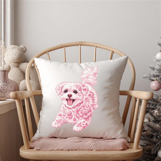 Dog Cross Stitch Pattern Instant PDF Download - Porcelain Pink Dog Watercolor Cross Stitch Hand Embroidery Floral Dog Rustic Animal Pattern - Etsy
