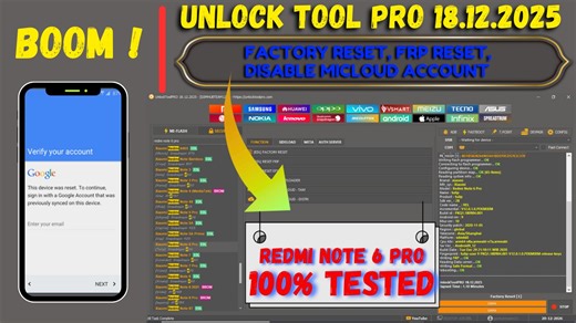 🔥100% Tested Redmi Note 6 Pro FRP Bypass, Mi Cloud Remove | Unlock Tool Pro | GSM HUB TEAM🔥 Unlock Tool Pro V18.12.2025 Fully FREE All Device Unlock Download is the latest and most powerful update for mobile technicians and advanced Android users. This version comes as a fully free release, removing previous limitations like login requirements or paid credits. With expanded chipset support and improved stability, Unlock Tool Pro has become one of the most trusted tools in the Android servicing