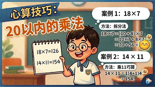 心算技巧！20 以内的乘法