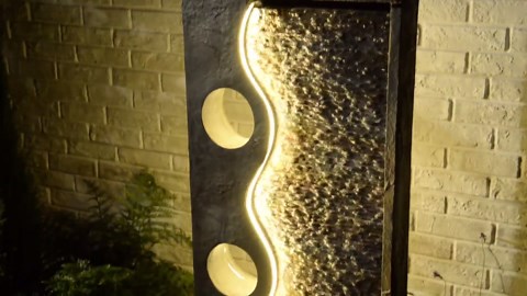 46.8" H Water Fountains Indoor Garden Waterfall Modern Fountain Outdoor with LED Lights Floor-Standing for Outside Garden, Patio, Backyard, Deck Decor, Pool, Porch, Landscaping, Balconies