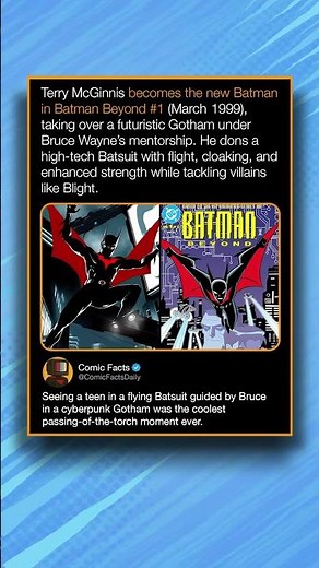 Terry McGinnis becomes the new Batman in Batman Beyond #1 (March 1999), taking over a futuristic