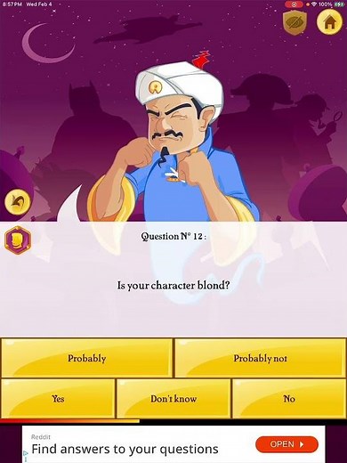Playing Akinator- Can he guess my character in less than a minute?