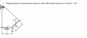 Neglecting friction, determine the tension in cable A B D and t... | Filo