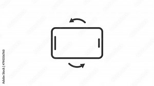 Rotate phone from portrait to landscape or reverse. Rotate and flip the Smartphone icon animation of the device on black background.