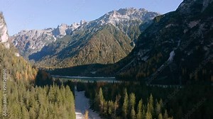 South Tyrolian alps reflecting in a lake Toblach