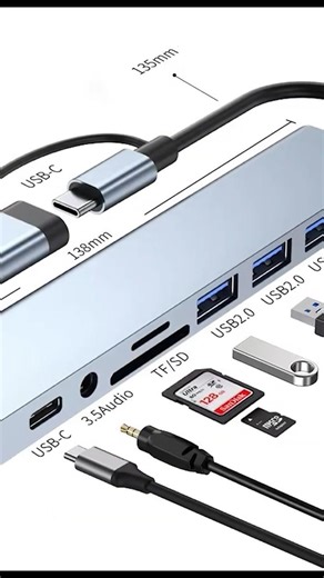 8-in-1 USB-C Multiport Hub Adapter 🔥 #youtubeshorts #shorts