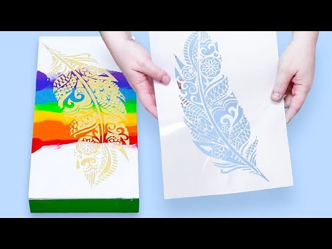 (625) How To Stencil Over An Acrylic Pour Painting!