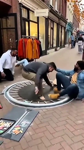 Funniest street art prank ever —people thought it was a trampoline and started jumping like crazy. 😆