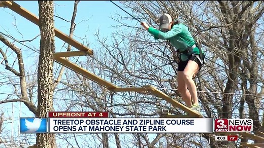 A new obstacle and zip line course 40 feet in the air, with 46 obstacles opened at Mahoney State Park Friday. | KMTV 3 News Now