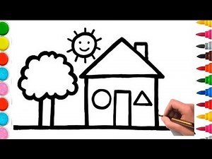 House Drawing Easy For Kids, How to Draw A House For Kids !!