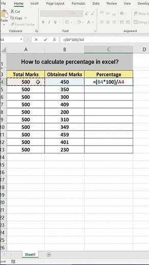 How to calculate PERCENTAGE in excel?