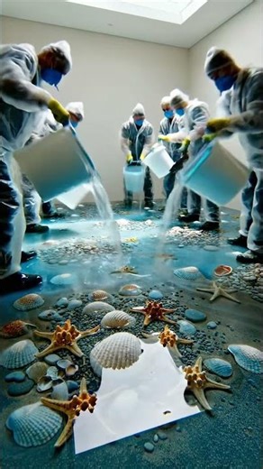 3Creating a Realistic 3D Ocean Epoxy Floor at the bathroom #diytransformation #epoxyfloors