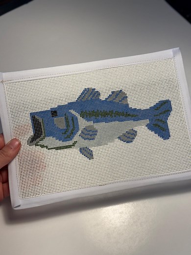 Needlepoint Bass (fish) Canvas - Hand Painted, Stitch Painted, 13 Mesh Canvas - Etsy