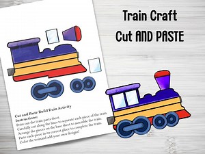 Printable Train Craft for Kids | Color, Cut & Paste Transportation Activity | DIY Learning PDF Download - Etsy