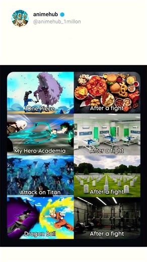 one piece, dragon ball , attack on Titan , my hero academia have fights 🥺🥺